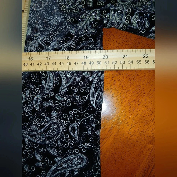 Notations womens Large black velvet layered black sparkly shirt party event - Picture 9 of 10